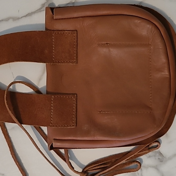 British Tan Gloved Leather Handmade Crossbody Hobo Boho Flap Bag Purse Hippie - Picture 7 of 11